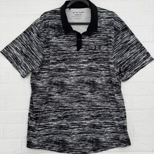 Under Armour Iso-Chill Golf Polo Black White Space Dye Athletic Gorpcore XXL